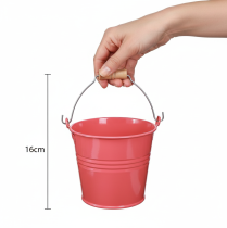 Produkt Metalowe wiaderko do doniczki z uchwytem różowym 20x17,5x16cm 2 szt.