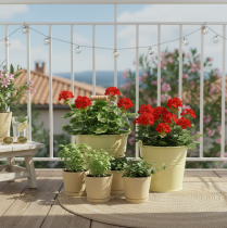 Produkt Metalowa doniczka z uchwytem, zielono-żółta, 20x17,5x16cm, 2 sztuki