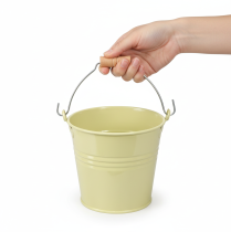 Produkt Metalowa doniczka z uchwytem, zielono-żółta, 20x17,5x16cm, 2 sztuki