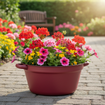 Produkt Metalowe wiaderko z uchwytami, dekoracyjna donica do sadzenia, czerwone, Ø20,5 cm, wys.10,5 cm