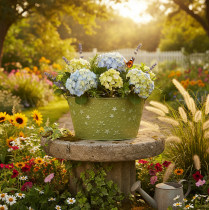 Produkt Miska metalowa z gwiazdkami i uchwytami, zielona, Ø20cm, wys.11,5cm