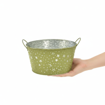 Produkt Miska metalowa z gwiazdkami i uchwytami, zielona, Ø20cm, wys.11,5cm