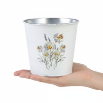 Produkt Doniczka metalowa, biała, wys. 12,5 cm, wys. 11,5 cm