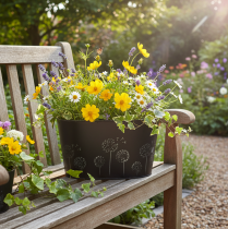 Produkt Dekoracyjna metalowa miska owalna, czarno-srebrna, wzór kwiatowy, 20,5 x 12,5 x 12 cm