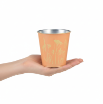 Produkt Doniczka metalowa, wzór brzoskwiniowy, Ø10,5 cm, wys. 10,5 cm