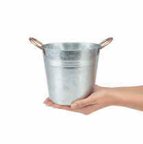 Produkt Doniczka metalowa z uchwytami, wiaderko ozdobne, Ø21cm, wys. 19,5cm