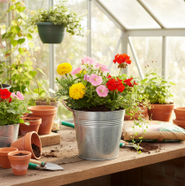 Produkt Doniczka metalowa z uchwytami, wiaderko ozdobne, Ø16cm H15cm