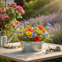 Produkt Okrągła misa na kwiaty z uchwytami, metalowa misa, Ø21cm, wys.9,5cm