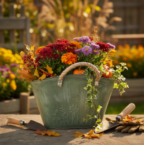 Produkt Doniczka z uchwytami jutowymi, torebka metalowa, 31×20×17cm