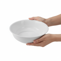Produkt Miska metalowa, biała, imitacja emalii, Ø25cm, wys.7cm