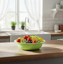 Produkt Miska dekoracyjna, metalowa, emaliowana, miska zielona limonkowa 25cm