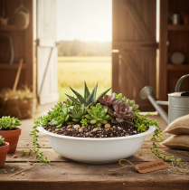 Produkt Miska metalowa, biała, wygląd emalii, Ø36cm, wys.9,5cm