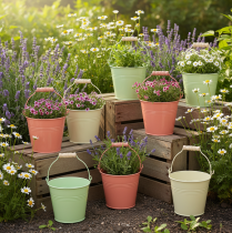 Produkt Wiadro z uchwytem, doniczka, metal pastelowy, Ø10cm, wys.8cm, 10 szt.