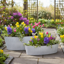 Produkt Owalna metalowa miska w kolorze białym i srebrnym, 32,5 cm/37 cm, zestaw 2 sztuk