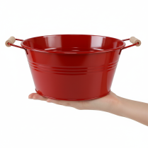 Produkt Miska dekoracyjna z uchwytami, metalowa na kwiaty, czerwona, Ø29cm, wys.14,5cm