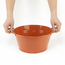 Produkt Miska dekoracyjna z uchwytami, metalowa, pomarańczowo-brązowa, Ø29cm, wys.14,5cm