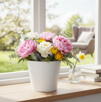 Produkt Doniczka metalowa, pastelowa biel, Ø16cm H14cm