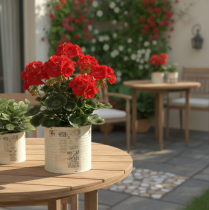 Produkt Doniczka metalowa kremowa w stylu shabby chic Ø11cm wys. 10,5cm