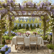 Produkt Girlanda z chorągiewek urodzinowych z filcu, szaro-zielona, 300 cm