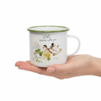 Produkt Kubek emaliowany do sadzenia, kubek do sadzenia z napisem, Ø11cm