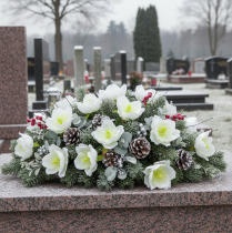 Produkt Róża świąteczna na drucie, biała, 50 szt.