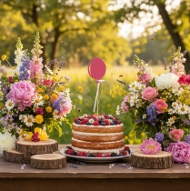 Produkt Kwiatowa dekoracja bukietowa ozdoba na wierzch tortu balon różowy 28cm 8 szt