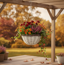 Produkt Kosz wiszący, miska na rośliny do zawieszenia biały, brązowy, shabby chic Ø31,5cm