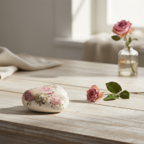 Produkt Ceramiczne dekoracyjne serce z różami fajansowymi na stół 10,5cm