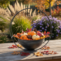 Produkt Dekoracyjna metalowa miska z ozdobnym pierścieniem, antracyt, Ø22,5 cm, wys.33 cm