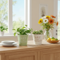 Produkt Doniczka Art of Nature z napisem, dekoracja na parapet i do salonu, 15 cm, 2 sztuki