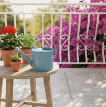 Produkt Dekoracyjna konewka doniczka metalowa niebieska 28x13x17cm 1,25l dekoracja ogrodowa na balkon