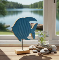 Produkt Drewniana figurka ryby, dekoracja morska, ręcznie robiona dekoracja stołu do salonu, 22 cm