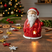 Produkt Dekoracyjna figura Świętego Mikołaja w formie świecznika z gwiazdkami, dekoracja stołu, 15 cm