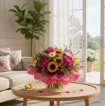 Produkt Mankiet kwiatowy rondella okrągły 38cm różowy do bukietów