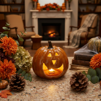 Produkt Ceramiczna dynia na Halloween, dekoracja LED 15 cm