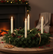 Produkt Świece LED w sztyfcie z timerem, żłobkowane, kremowe 24,5cm 4 sztuki