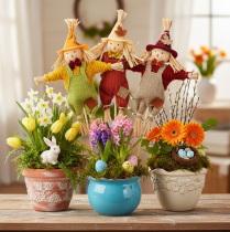 Produkt Dekoracyjna figurka stracha na wróble na patyku do majsterkowania i roślin, 60 cm