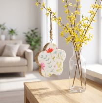 Produkt Wieszak dekoracyjny kwiat drewno połysk biały kolor Ø9,5cm 20cm