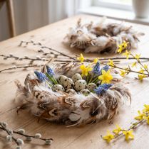 Produkt Wianek z piór dekoracyjnych piórka naturalna dekoracja wielkanocna Ø15cm 4 szt