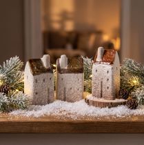 Produkt Zestaw dekoracyjnych domków ceramicznych, domki miniaturowe do postawienia, 7cm, 3 sztuki
