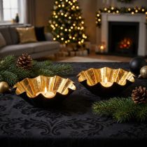 Produkt Świąteczny świecznik typu tealight, dekoracyjna forma do pieczenia, czarno-złoty, Ø10cm, 2 sztuki