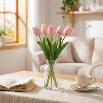Produkt Sztuczne kwiaty tulipan różowy, wiosenny kwiat 48 cm pęczek 5 sztuk