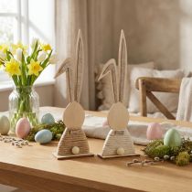 Produkt Króliczki z brokatem Drewniane króliczki dekoracja stołu Wielkanoc W36cm 2szt