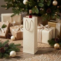 Produkt Torba prezentowa na butelki papierowa kremowa 12×9×36cm 1 szt