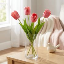 Produkt Tulipan sztuczny kwiat czerwony, pomarańczowy sztuczny wiosenny kwiat W67cm