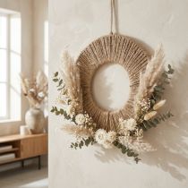 Produkt Pierścień dekoracyjny z jutowym sznurkiem do wystroju w stylu boho i kreatywnego designu