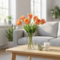 Produkt Sztuczny kwiat, papuga tulipan pomarańczowy, wiosenny kwiat 63cm