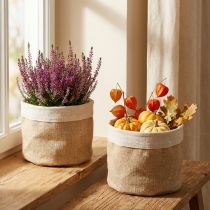 Produkt Sadzarka Kosz z tkaniny jutowej Naczynie Naturalny Ø21cm W19cm 3szt