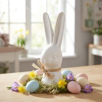 Produkt Ozdoba z głową królika Zając wielkanocny biały królik ceramiczny 17cm