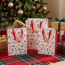 Produkt Torba na prezenty świąteczne z uchwytami czerwona biała 24×18×8cm 4szt